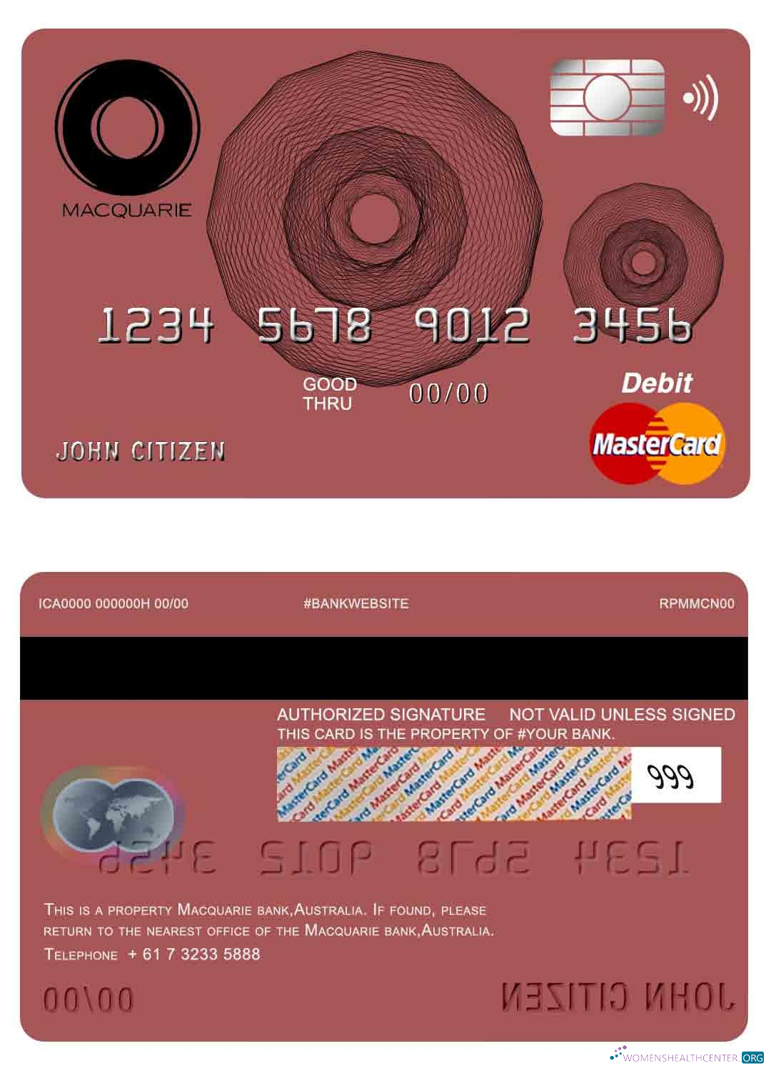 Download Australia Macquarie bank mastercard Photoshop template